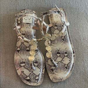 DV by Dolce Vita Snakeskin Sandals with Metallic Accents